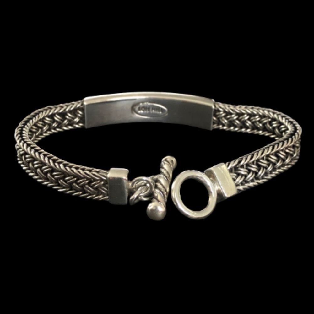 Lois Hill Sterling Silver Thai Weave Id Bracelet W Cut Out Design Toggle Clasp View 5